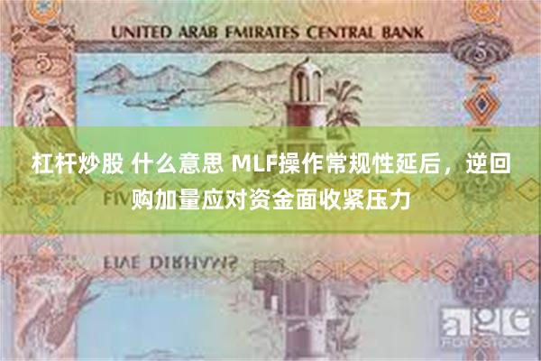 杠杆炒股 什么意思 MLF操作常规性延后，逆回购加量应对资金面收紧压力