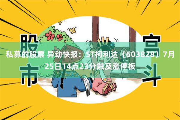 私募的股票 异动快报：ST柯利达（603828）7月25日14点23分触及涨停板