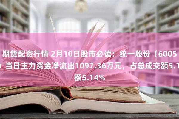 期货配资行情 2月10日股市必读：统一股份（600506）当日主力资金净流出1097.36万元，占总成交额5.14%